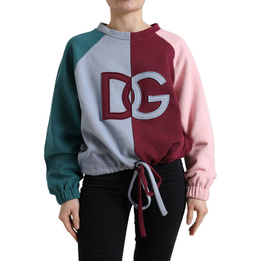 Dolce & Gabbana Elegant Multicolor Crew Neck Cotton Sweater multicolor-cotton-crew-neck-pullover-sweater