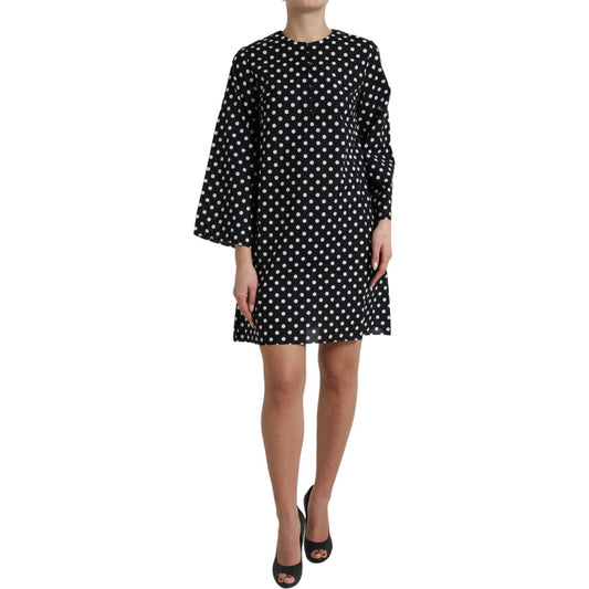 Dolce & Gabbana Elegant Polka Dot Shift Mini Dress black-white-polka-dot-nylon-shift-mini-dress