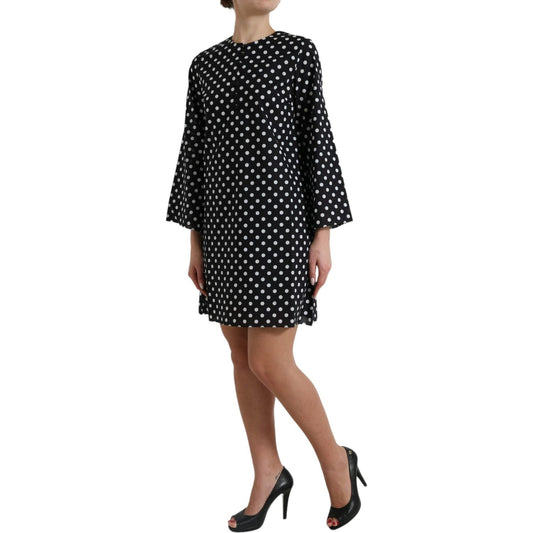 Dolce & Gabbana Elegant Polka Dot Shift Mini Dress black-white-polka-dot-nylon-shift-mini-dress