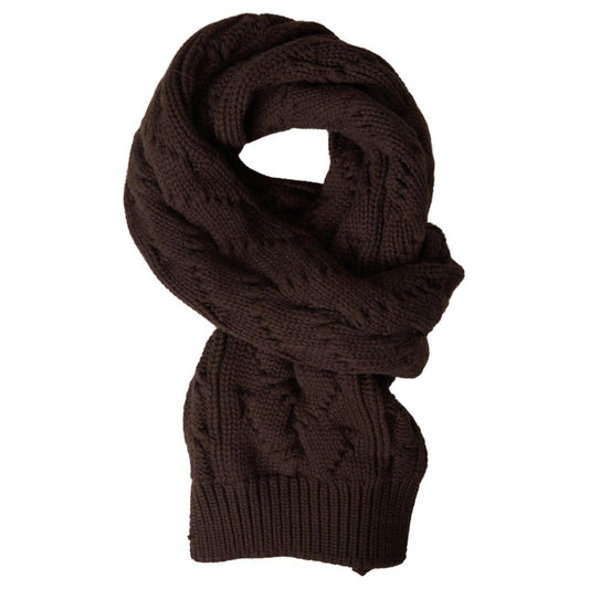 Dolce & Gabbana Elegant Cashmere Wool Blend Scarf brown-cashmere-knit-neck-wrap-shawl-scarf