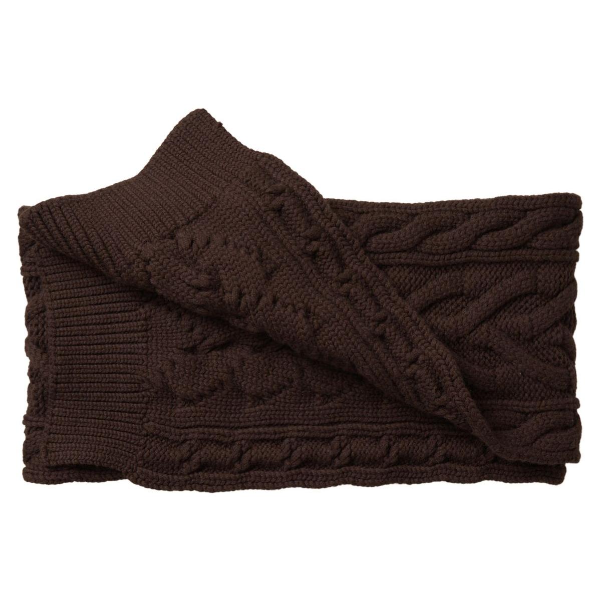 Dolce & Gabbana Elegant Cashmere Wool Blend Scarf brown-cashmere-knit-neck-wrap-shawl-scarf