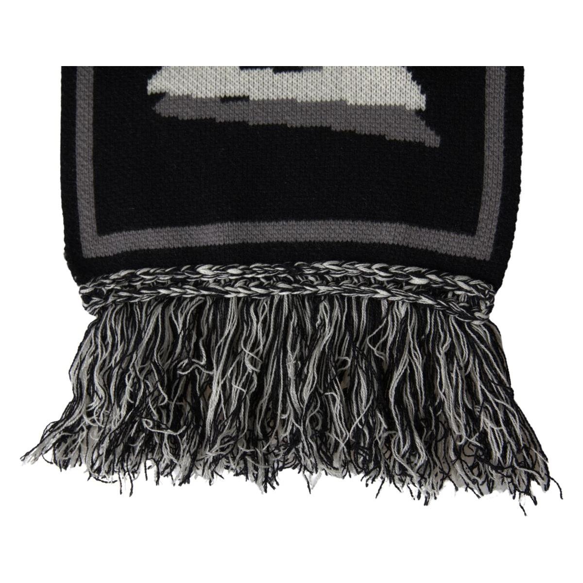 Dolce & Gabbana Elegant Black Cashmere Men's Scarf black-cashmere-knitted-wrap-shawl-fringe-scarf