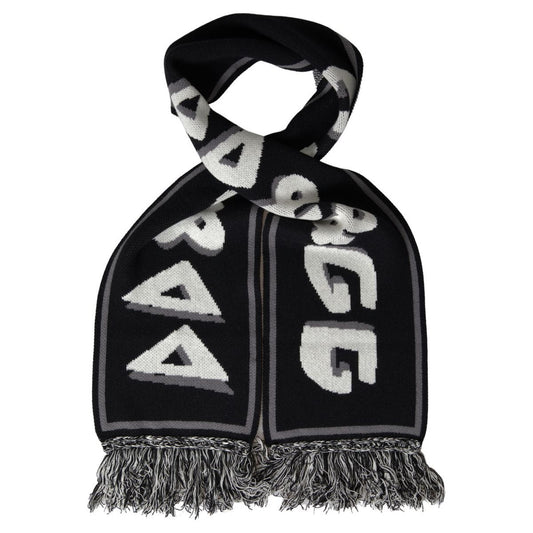 Dolce & Gabbana Elegant Black Cashmere Men's Scarf black-cashmere-knitted-wrap-shawl-fringe-scarf