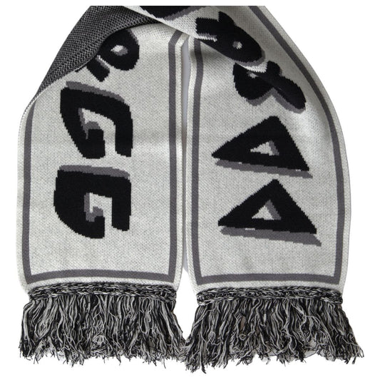 Dolce & Gabbana Elegant Gray Cashmere Men's Scarf gray-cashmere-knitted-wrap-shawl-fringe-scarf