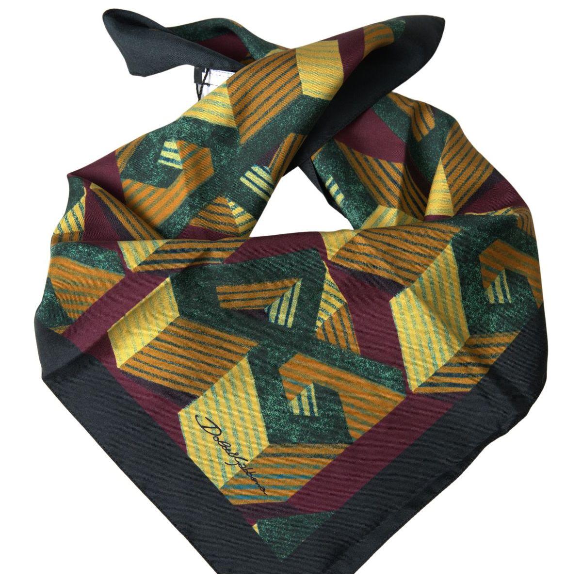 Dolce & Gabbana Elegant Multicolor Silk Men's Square Scarf multicolor-printed-square-handkerchief-scarf-2