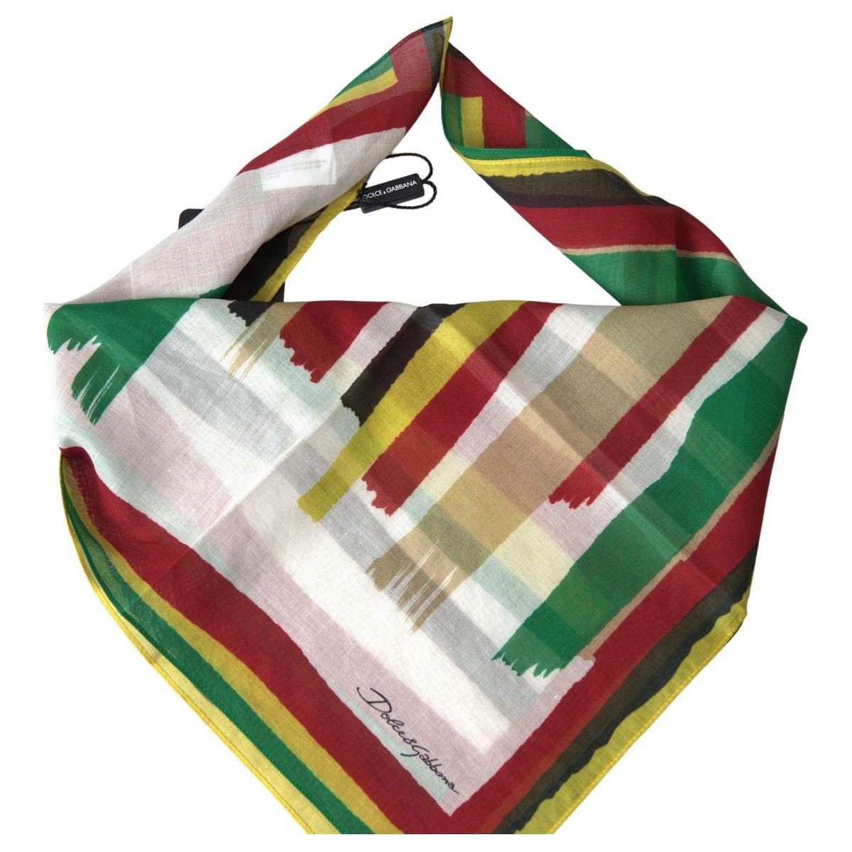 Dolce & Gabbana Elegant Multicolor Cotton Men's Scarf multicolor-stripes-square-handkerchief-scarf