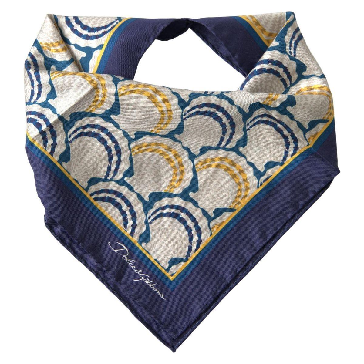 Dolce & Gabbana Elegant Multicolor Silk Men's Square Scarf multicolor-shell-silk-square-handkerchief-scarf