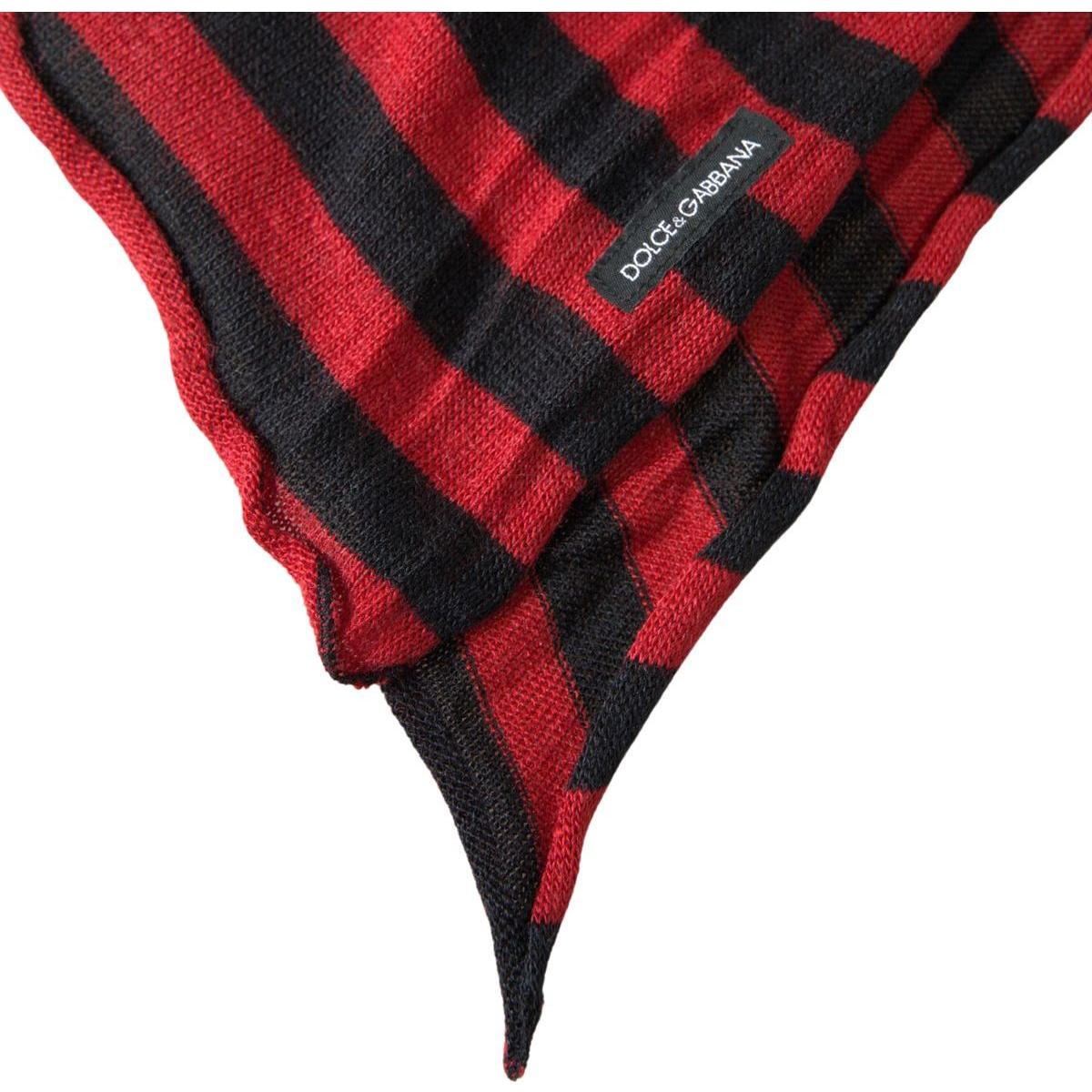 Dolce & Gabbana Elegant Striped Acrylic Wool Silk Scarf red-black-stripes-acrylic-wrap-shawl-scarf