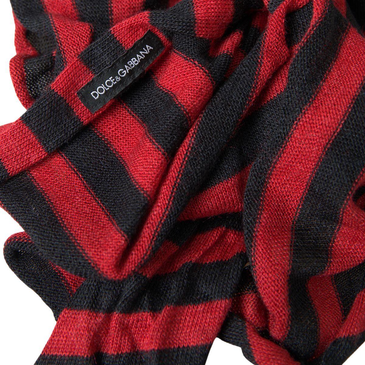 Dolce & Gabbana Elegant Striped Acrylic Wool Silk Scarf red-black-stripes-acrylic-wrap-shawl-scarf