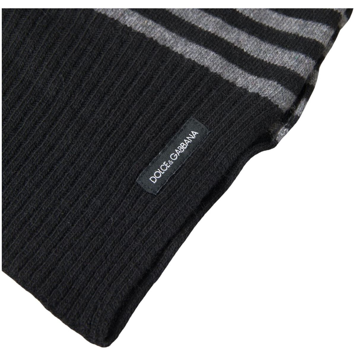 Dolce & Gabbana Elegant Striped Wool Blend Men's Scarf black-gray-stripe-wool-neck-wrap-shawl-scarf