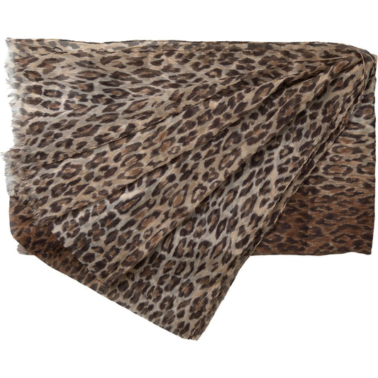 Dolce & Gabbana Elegant Silk Neck Wrap Scarf in Luxurious Brown brown-leopard-silk-shawl-wrap-foulard-scarf