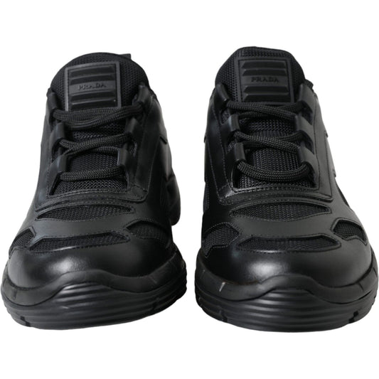 Prada | Black Mesh Panel Low Top Twist Trainers Sneakers Shoes | McRichard Designer Brands
