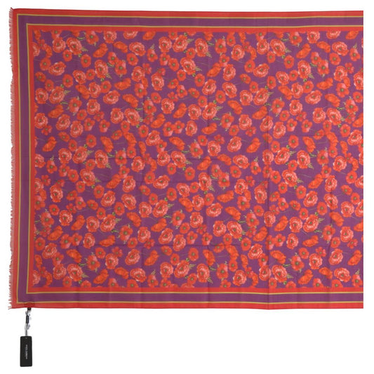 Dolce & Gabbana Red Floral Cotton Shawl Wrap Foulard Scarf red-floral-cotton-shawl-wrap-foulard-scarf 465A4196-3abffc26-9a6.jpg
