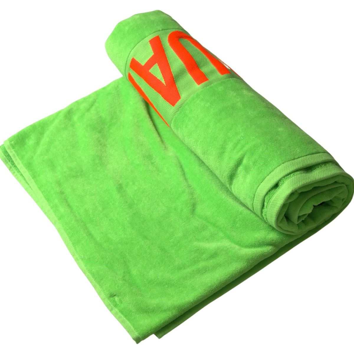 Dsquared² Chic Green Cotton Beach Towel green-logo-print-cotton-soft-unisex-beach-towel