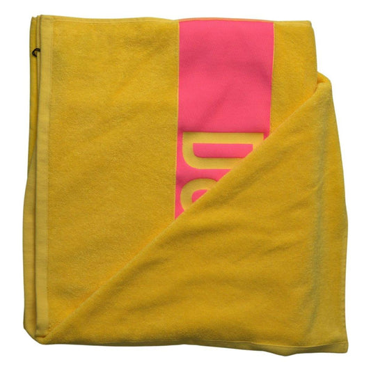 Dsquared² Sunshine Yellow Logo Beach Towel yellow-logo-print-cotton-soft-unisex-beach-towel