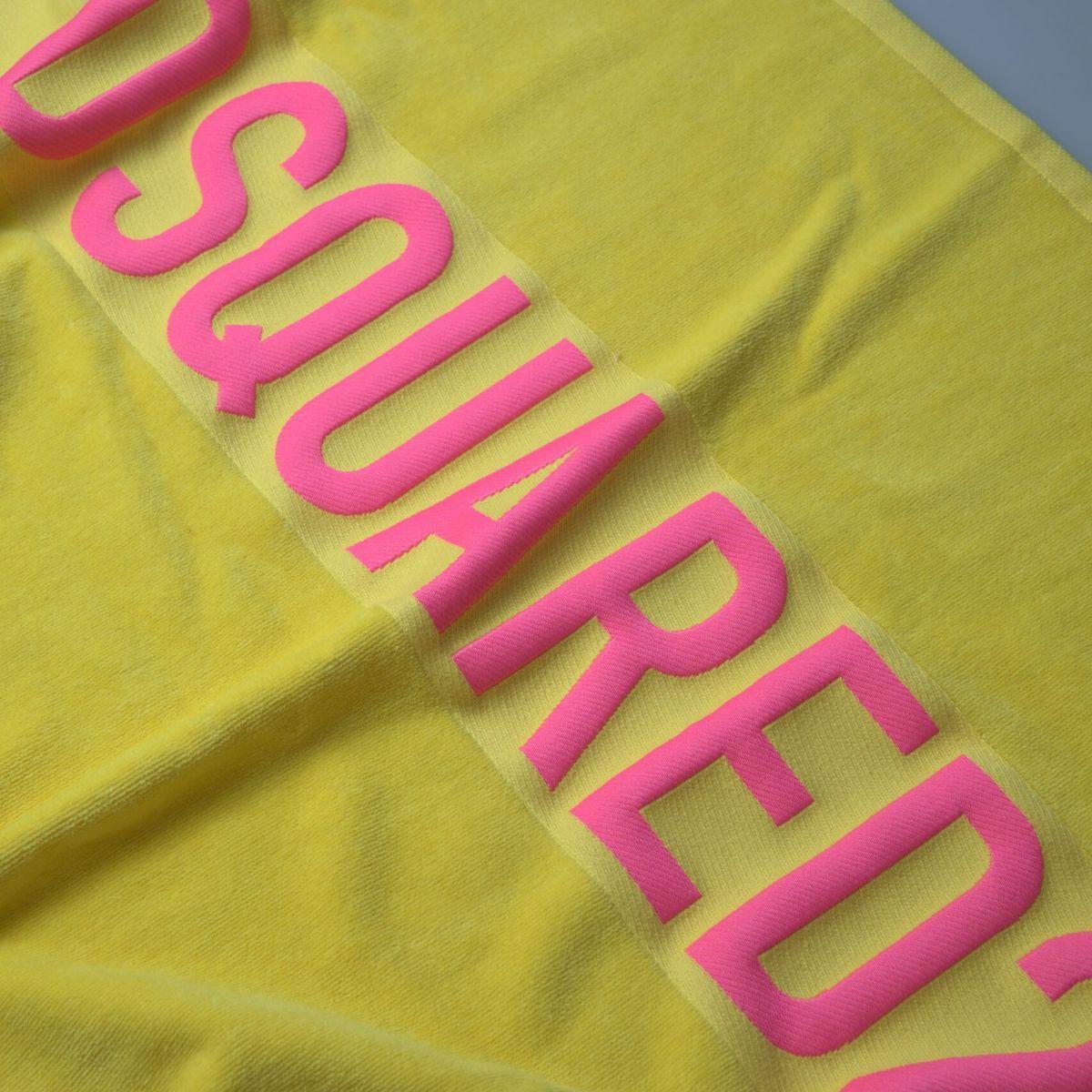 Dsquared² Sunshine Yellow Logo Beach Towel yellow-logo-print-cotton-soft-unisex-beach-towel