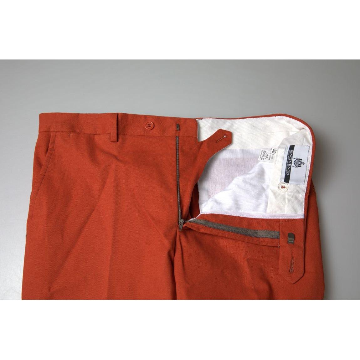BENCIVENGA Elegant Orange Pure Cotton Pants orange-straight-fit-men-formal-trousers-pants