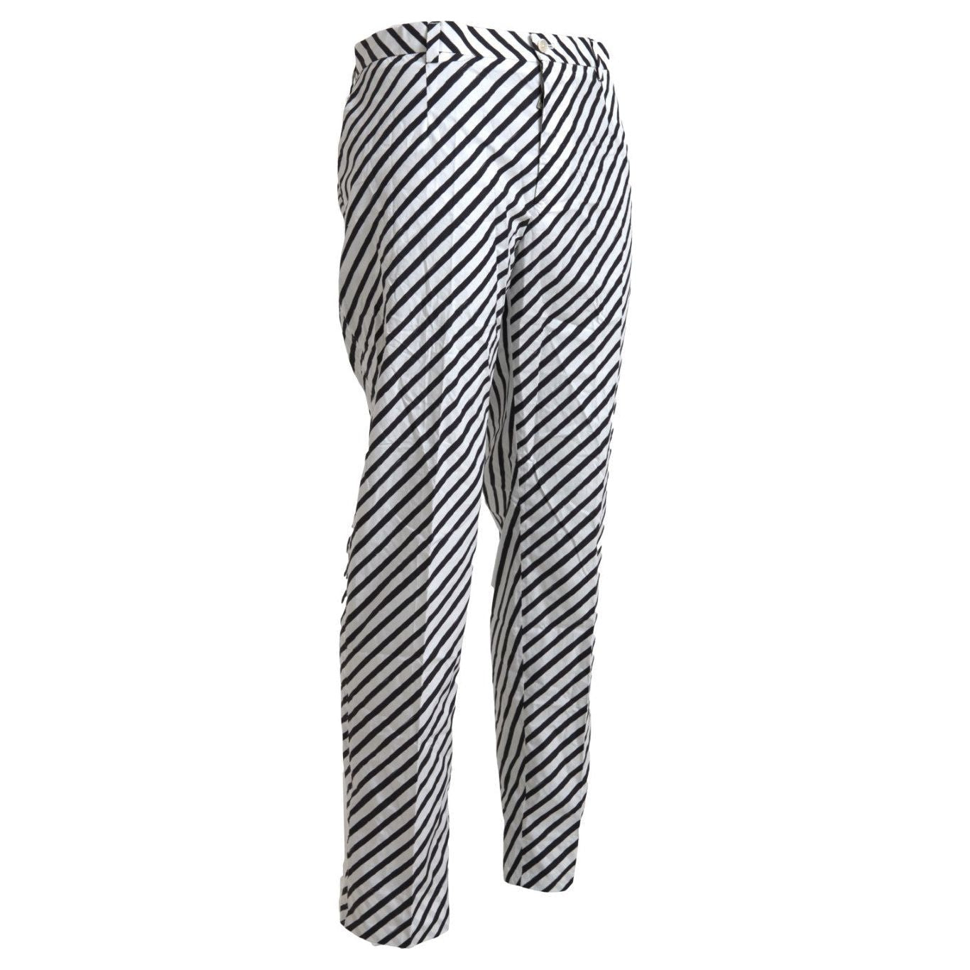 Dolce & Gabbana Elegant Black & White Striped Cotton Pants white-black-cotton-striped-trousers-pants