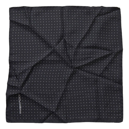 Dolce & Gabbana Elegant Silk Black Men's Square Scarf black-polka-dots-silk-square-handkerchief-scarf