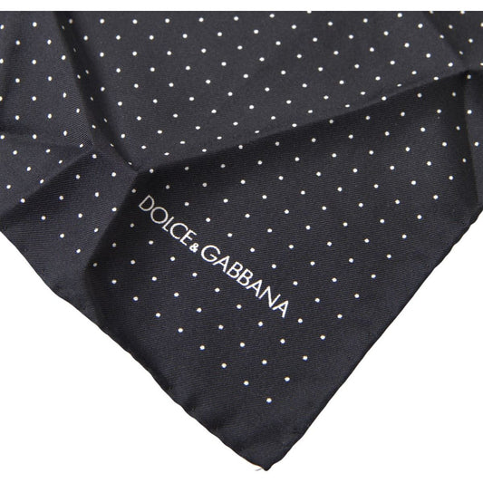 Dolce & Gabbana Elegant Silk Black Men's Square Scarf black-polka-dots-silk-square-handkerchief-scarf