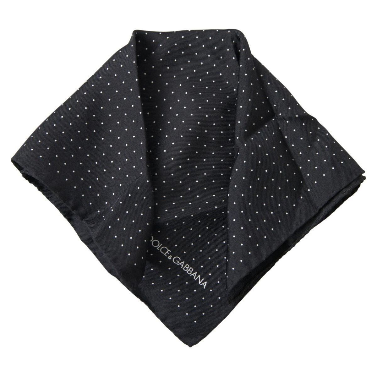 Dolce & Gabbana | Black Polka Dots Silk Square Handkerchief Scarf | McRichard Designer Brands