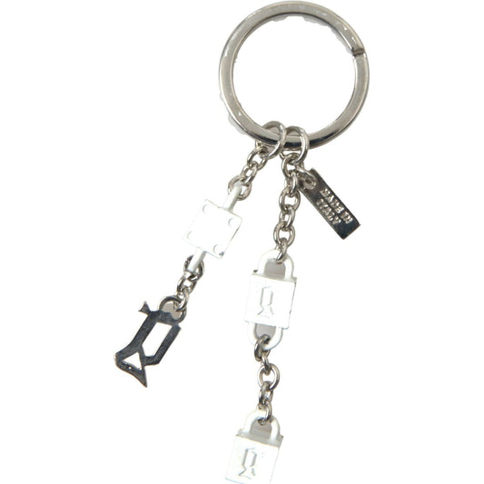Dolce & Gabbana Silver Brass Logo Charm Keychain silver-tone-metal-dg-logo-engraved-keyring-keychain