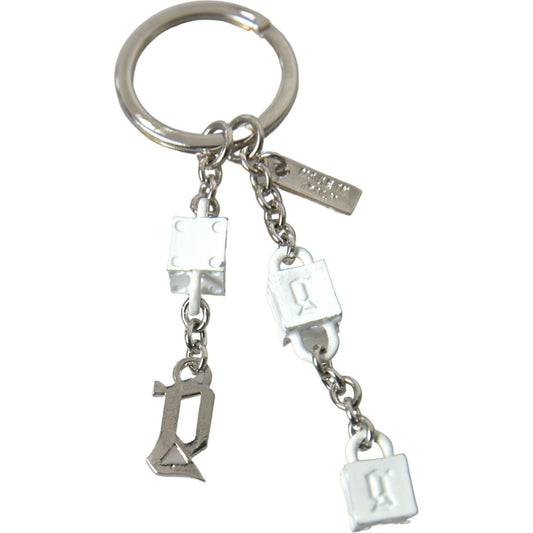 Dolce & Gabbana Silver Brass Logo Charm Keychain silver-tone-metal-dg-logo-engraved-keyring-keychain