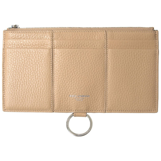 Dolce & Gabbana Elegant Beige Leather Wallet with Detachable Strap beige-leather-shoulder-cardholder-shoulder-strap-wallet