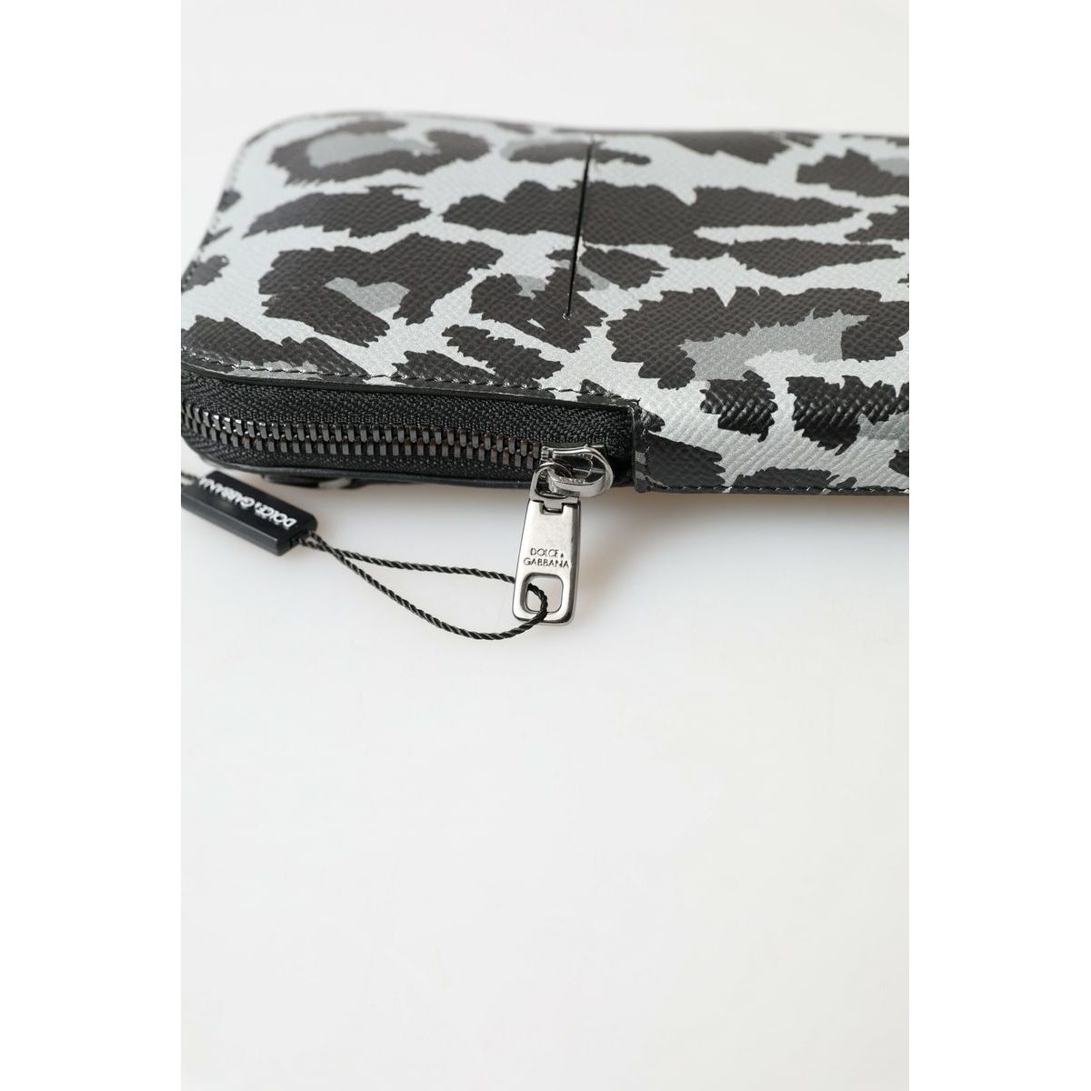 Dolce & Gabbana Elegant Leather Crossbody Phone Bag gray-leopard-leather-men-purse-crossbody-sling-phone-bag