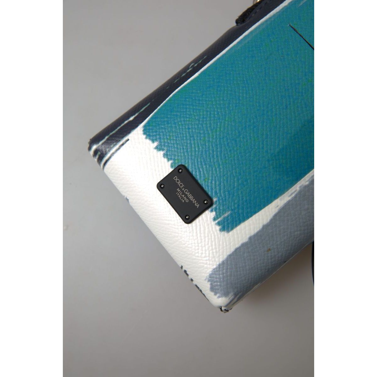 Dolce & Gabbana Elegant Leather Crossbody Phone Bag in Blue & White blue-leather-men-purse-crossbody-sling-phone-bag