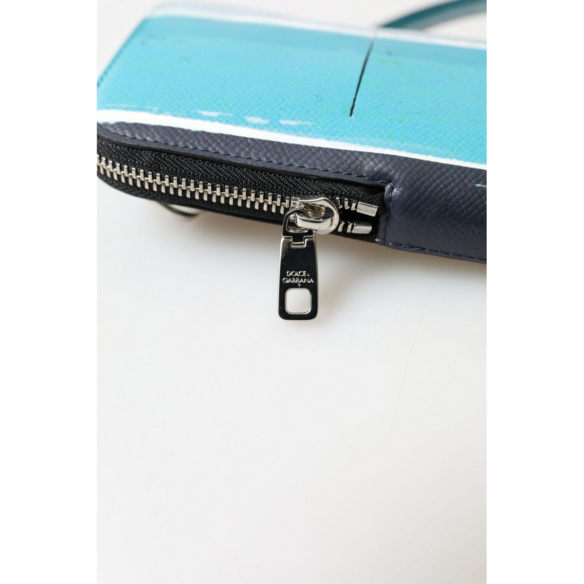 Dolce & Gabbana Elegant Leather Crossbody Phone Bag in Blue & White blue-leather-men-purse-crossbody-sling-phone-bag