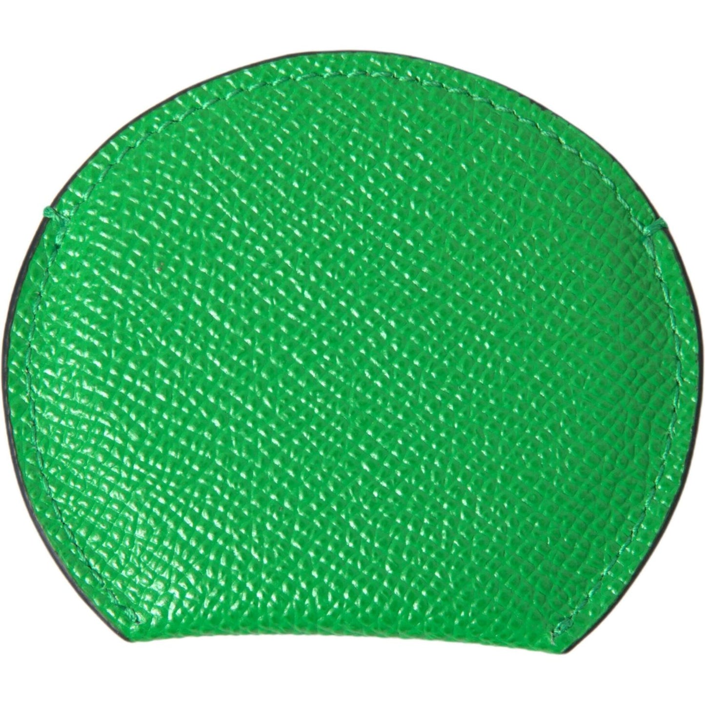 Dolce & Gabbana Elegant Calfskin Leather Mirror Holder green-calfskin-leather-round-logo-hand-mirror-holder