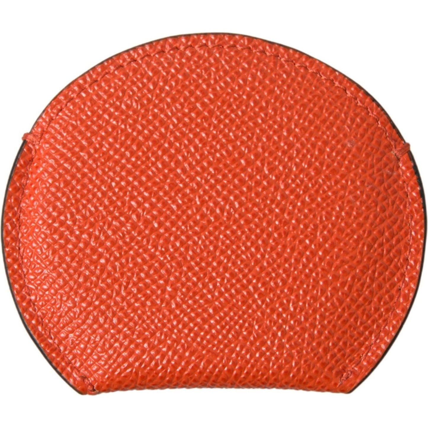 Dolce & Gabbana Elegant Orange Calfskin Mirror Holder orange-calfskin-leather-round-logo-hand-mirror-holder