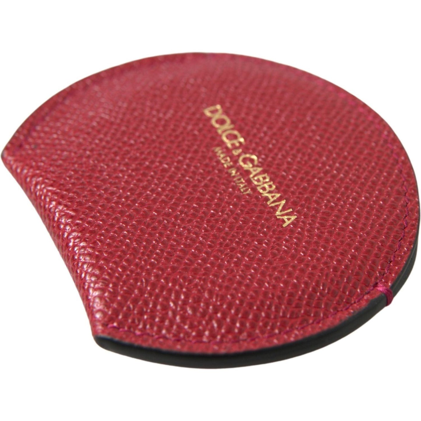 Dolce & Gabbana Chic Red Leather Hand Mirror Holder red-calfskin-leather-round-hand-mirror-holder