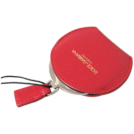 Dolce & Gabbana Elegant Red Leather Mirror Holder red-calfskin-leather-hand-mirror-holder
