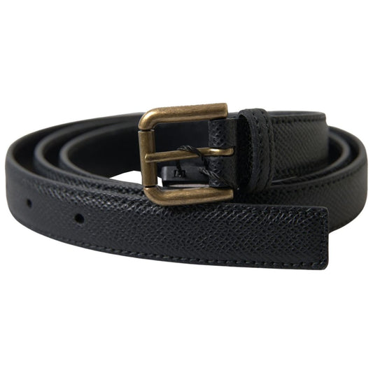 Dolce & Gabbana Elegant Black Italian Leather Belt black-leather-gold-metal-buckle-men-belt