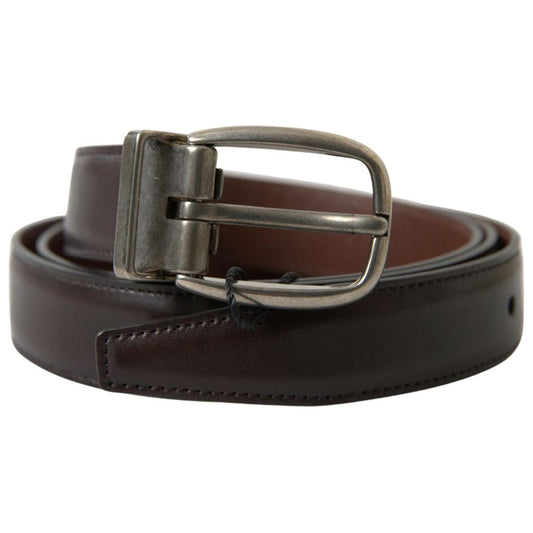 Dolce & Gabbana | Brown Leather Metal Buckle Men Cintura Belt | McRichard Designer Brands