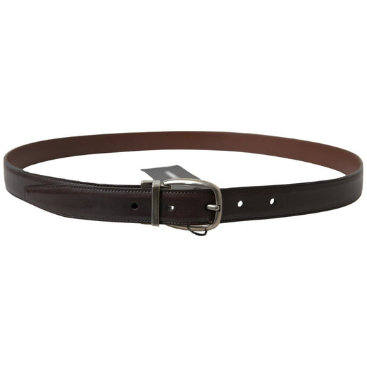 Dolce & Gabbana Elegant Leather Belt with Metal Buckle brown-leather-metal-buckle-men-cintura-belt-1