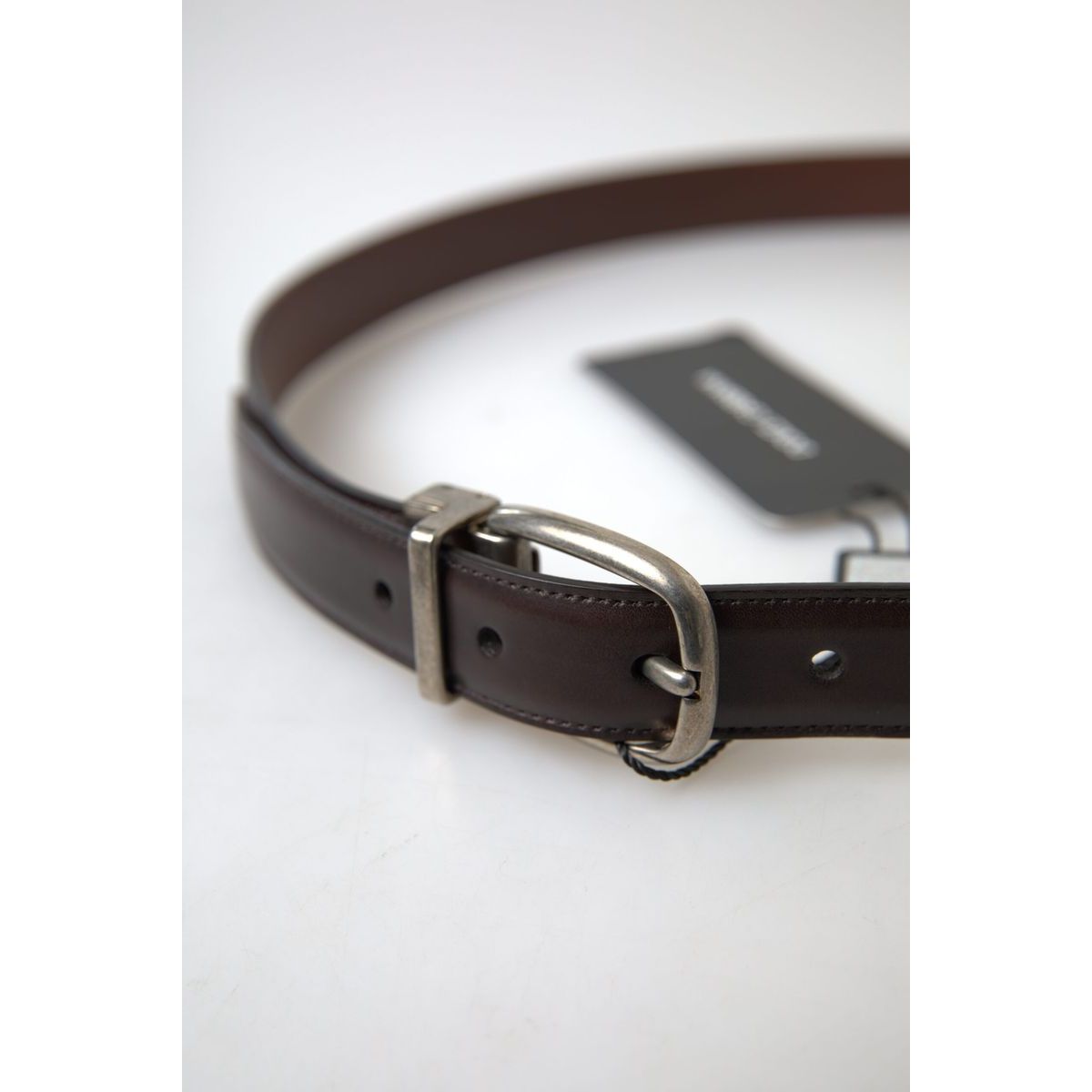 Dolce & Gabbana Elegant Leather Belt with Metal Buckle brown-leather-metal-buckle-men-cintura-belt-1