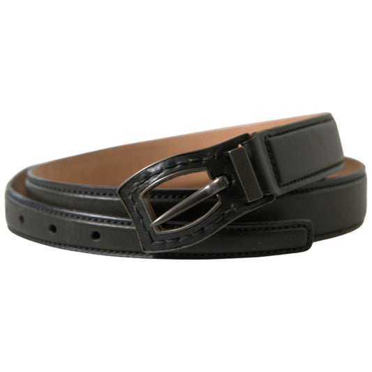 Ermanno Scervino Exquisite Italian Leather Belt with Metal Buckle black-leather-metal-buckle-cintura-belt