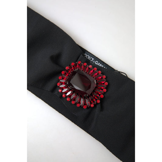 Dolce & Gabbana Exquisite Embellished Black Belt black-crystal-brass-wide-waist-runway-belt