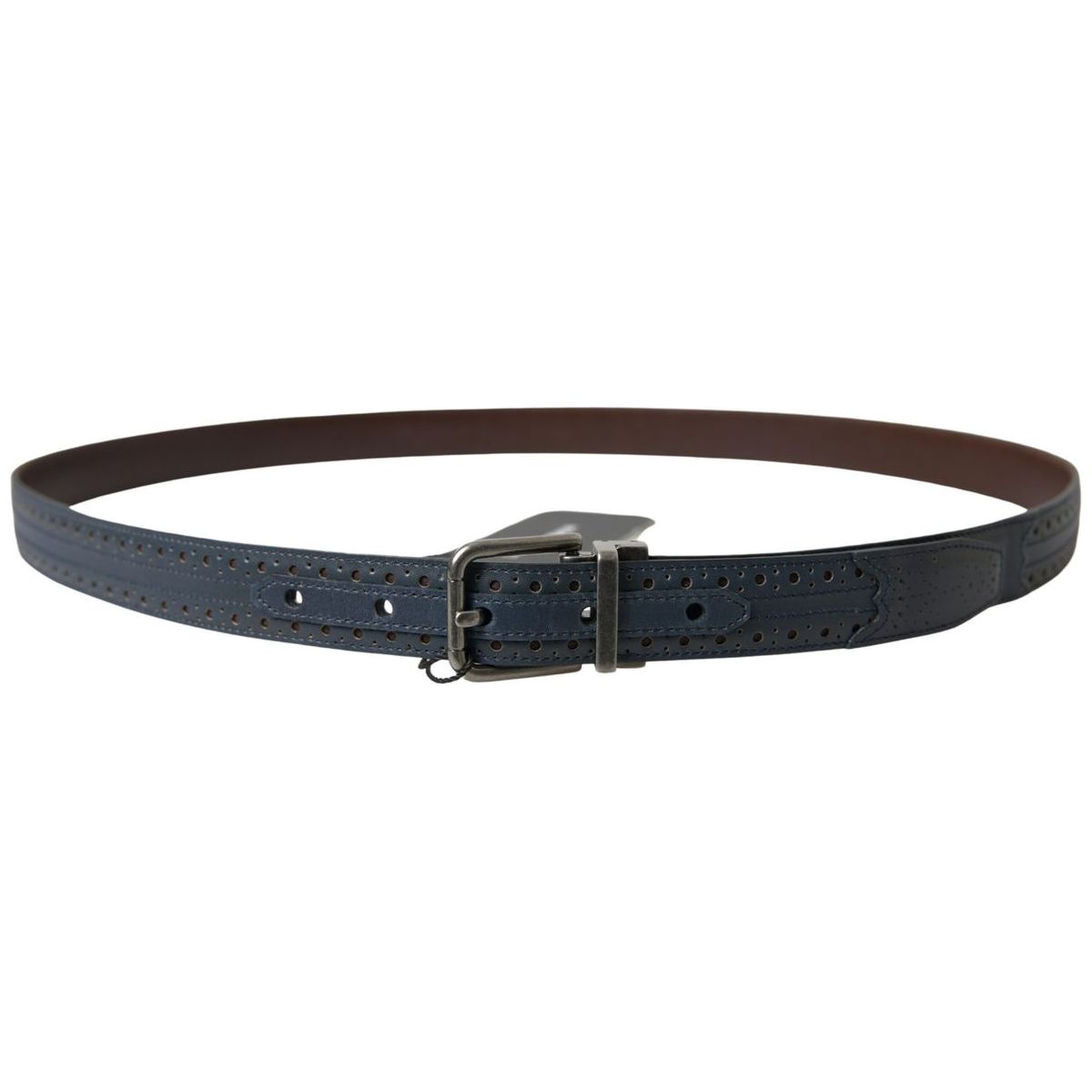 Dolce & Gabbana Elegant Blue Leather Belt with Metal Buckle MAN BELTS blue-leather-perforated-metal-buckle-belt 465A5250-scaled-8d5b6f3f-fcd.jpg