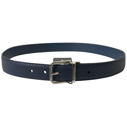 Dolce & Gabbana Aquamarine Blue Leather Belt blue-leather-silver-metal-buckle-belt