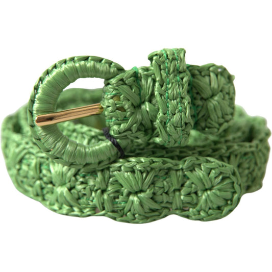 Dolce & Gabbana Elegant Green Viscose Belt with Metal Buckle green-viscose-weaved-skinny-waist-belt 465A5345-scaled-f3a6d8af-e71.jpg