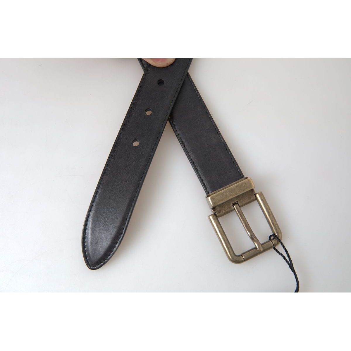 Dolce & Gabbana Elegant Black Leather Belt with Metal Buckle black-leather-antique-metal-buckle-belt