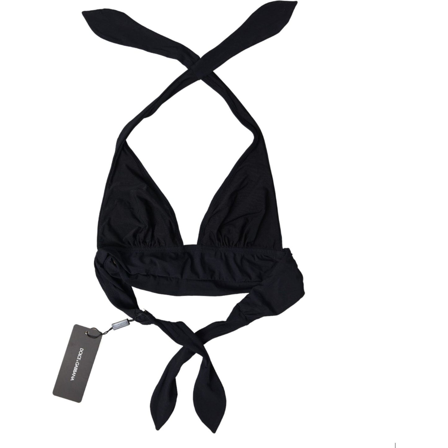 Dolce & Gabbana Elegant Black Bikini Top black-nylon-stretch-swimwear-halter-top-bikini