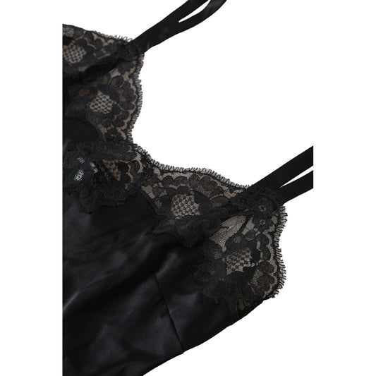 Dolce & Gabbana Elegant Silk Blend Lace Camisole Top black-lace-silk-sleepwear-camisole-top-underwear-1