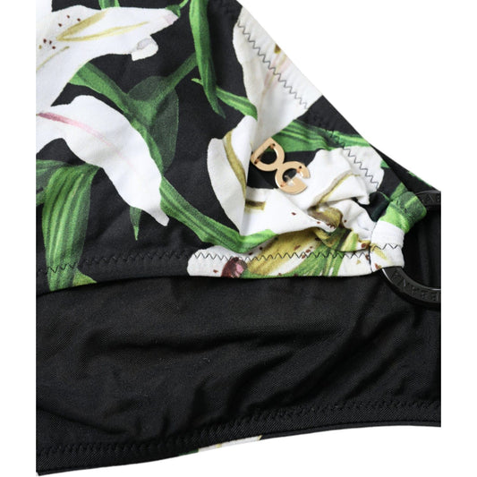 Dolce & Gabbana Elegant Floral Print Bikini Bottoms - Swim In Style black-lily-print-swimwear-bottom-beachwear-bikini