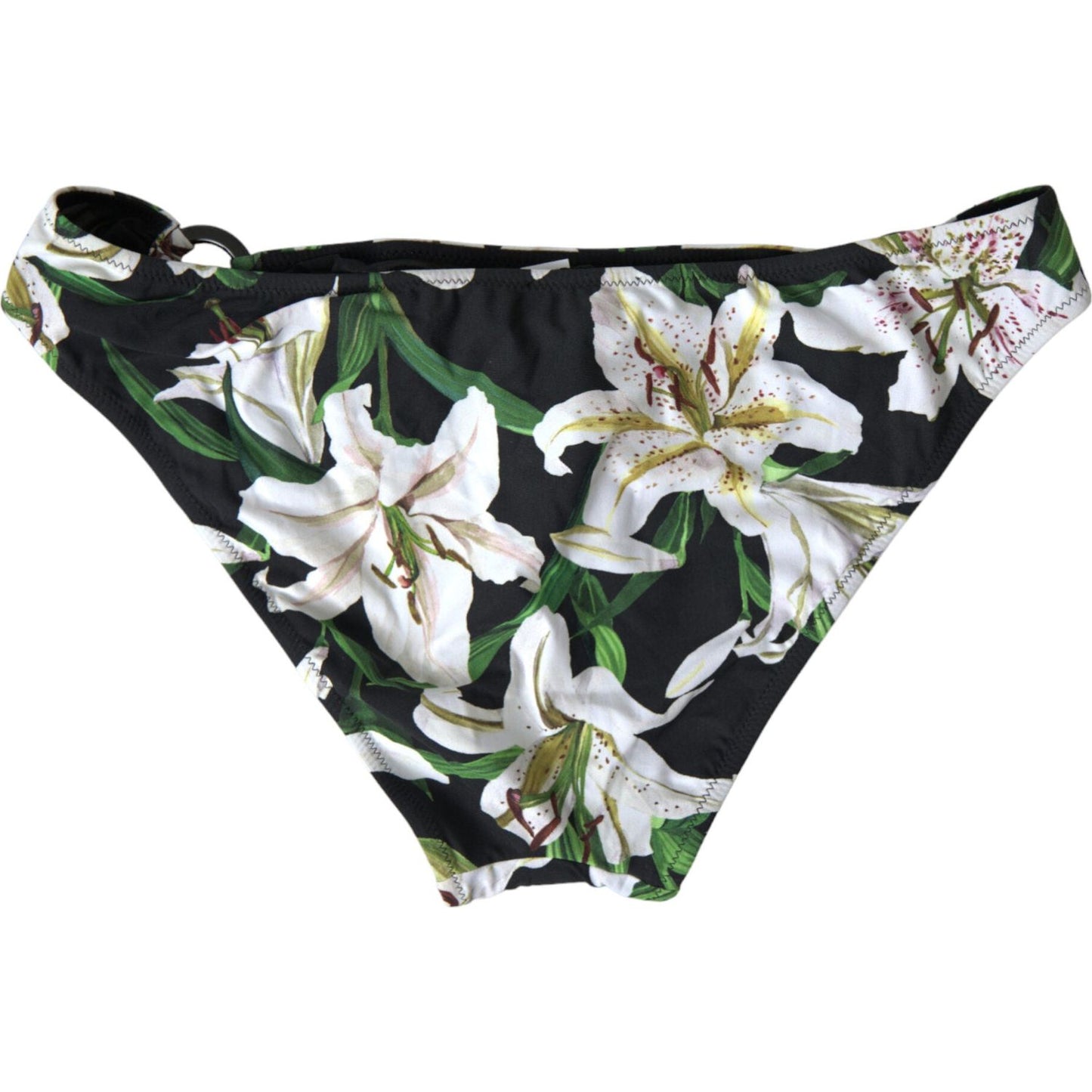 Dolce & Gabbana Elegant Floral Print Bikini Bottoms - Swim In Style black-lily-print-swimwear-bottom-beachwear-bikini