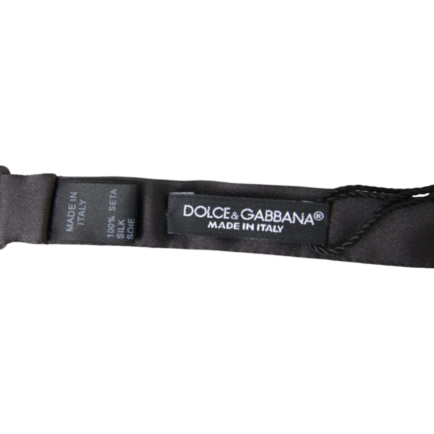 Dolce & Gabbana Elegant Dark Grey Silk Bow Tie dark-grey-silk-adjustable-neck-men-papillon-bow-tie